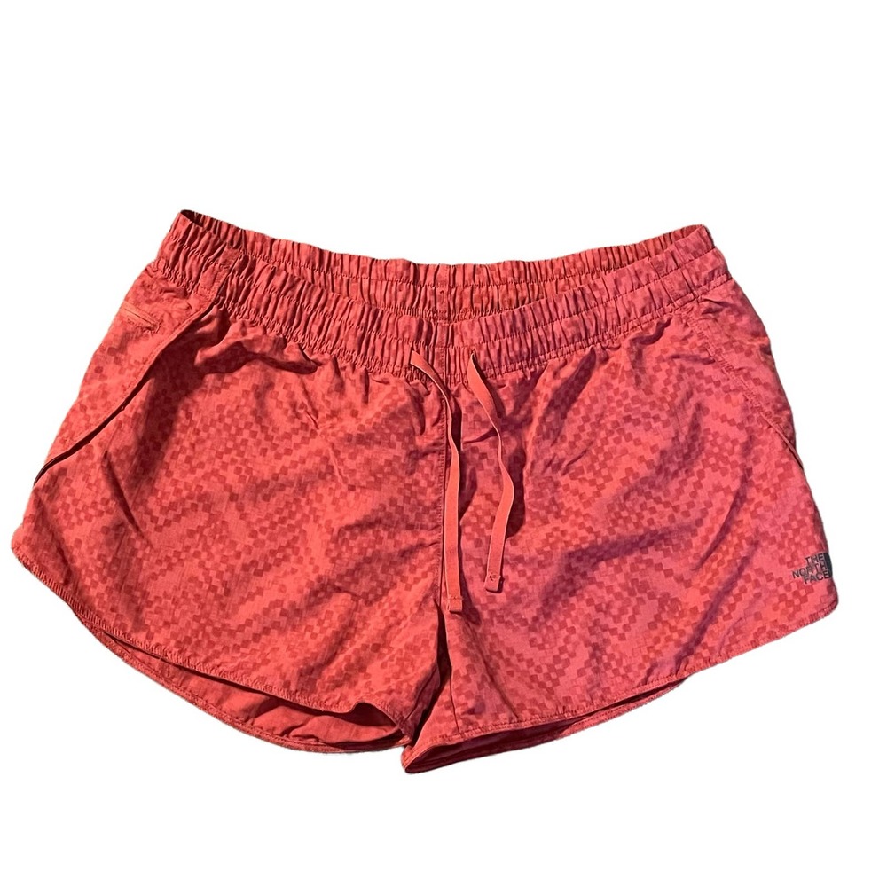 The North Face Women's Athletic Shorts - size XL - Burnt Orange Checkered Print